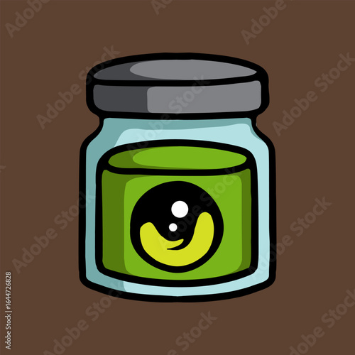Eye in an jar cartoon vector illustration