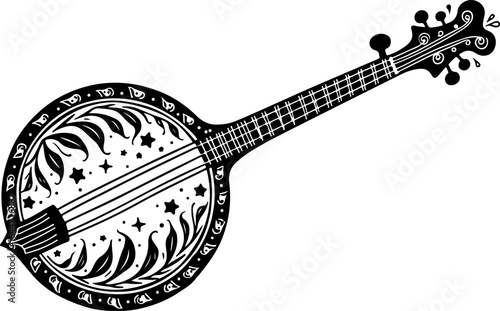 Floral Banjo: Artistic Music Silhouette Design" vector bundle