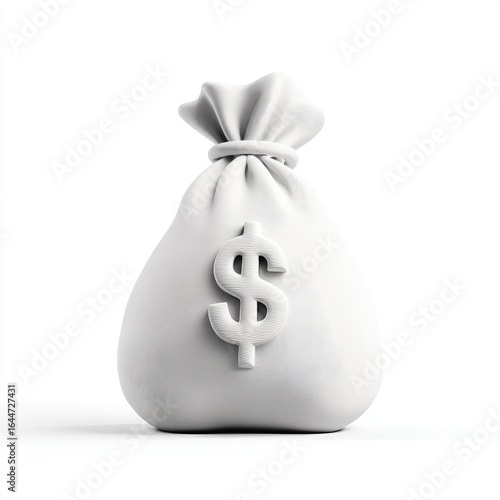 A plain white money bag with a dollar sign