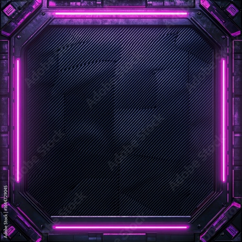 dark carbon fiber textures and subtle neon glimmers encased in a robust industrial border futuristic and edgy