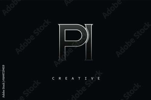 PI Luxury Minimalist Letter Logo – Modern Metallic Design for Premium Branding & Creative Identity