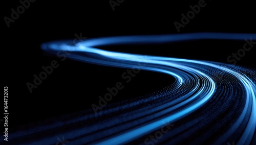 Abstract swirling light trails on a black background