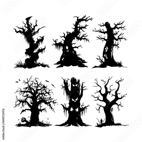 Wallpaper Mural Halloween Spooky Trees Artwork Silhouette Illustration Torontodigital.ca