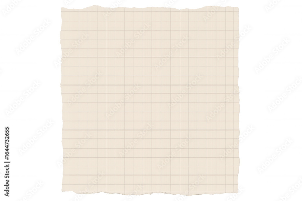 Obraz premium Torn-edge squared notebook paper lying on transparent background, providing clean writing surface for creative content
