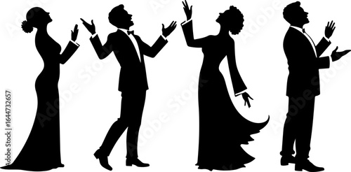 Classical Singers and Opera Performers Silhouette Set" vector bundle