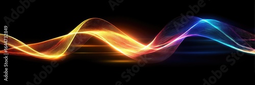 Abstract swirling lines of vibrant, glowing colors against a dark background