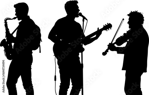 Jazz Band Silhouette Performing Vector Bundle