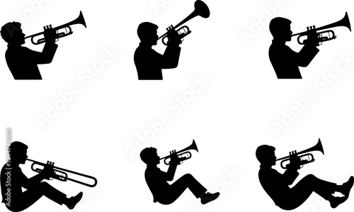 brass instruments silhouettes vector set  vector bundle
