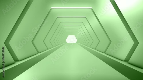 Glowing Hexagon Tunnel Animation | Futuristic Green Energy Flow | Infinite Digital Depth Background
