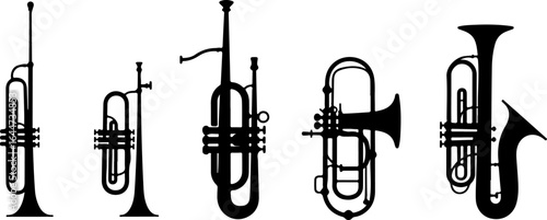 brass instruments silhouettes vector set  vector bundle