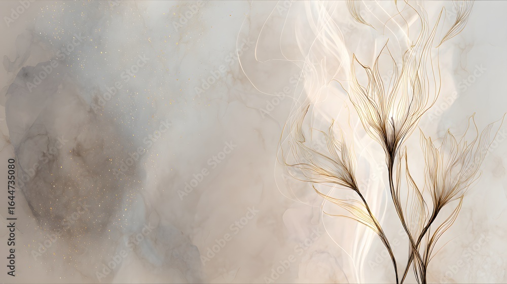 Obraz premium Delicate floral design on a light beige background.