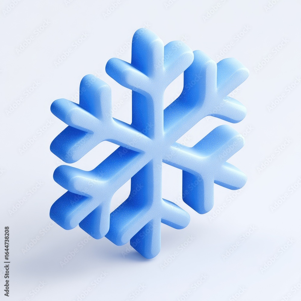 Obraz premium Light-blue 3D snowflake icon, subtly rounded