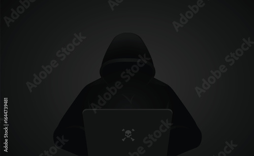 Mysterious cyber Hacker Programmer  in a hoodie llustration