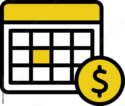 Calendar with Dollar Outline Icon
