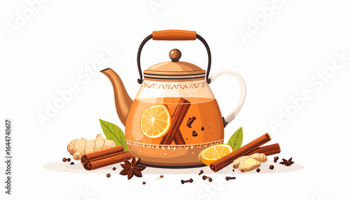 Invigorating homemade herbal tea infusion with natural ingredients like ginger, cinnamon, and orange peel, perfect for wellness.