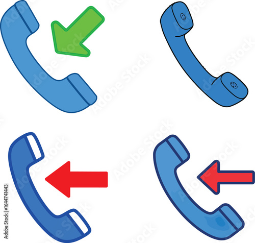 Telephone Communication Icons with Arrows Indicating Direction of Calls