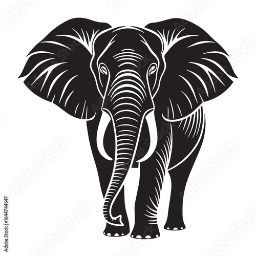 black elephant Silhouette Vector, High Quality Illustration on White Background