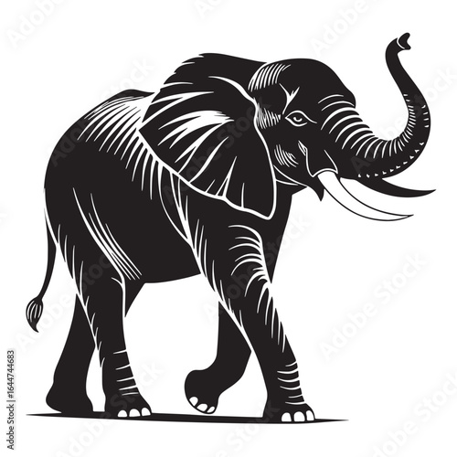 black elephant Silhouette Vector, High Quality Illustration on White Background