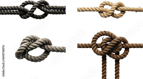 Collection of diverse rope knots illustrating nautical binding techniques