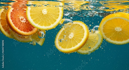 Half a white lime falls into the water with a splash.