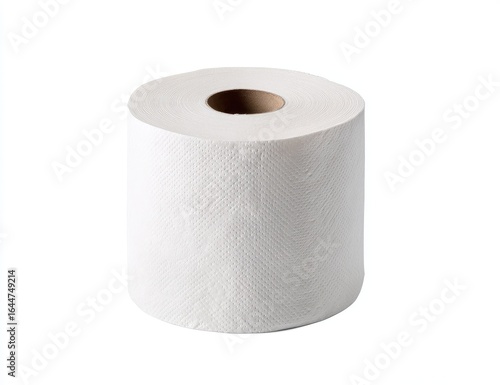 A roll of white toilet paper against a white background (1)