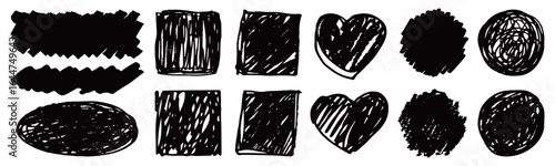 ペンでラフに描いた塗り枠デザイン素材集