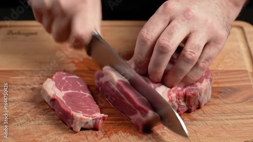 cutting raw meat