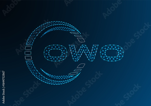 OWO low poly letter logo vector design. OWO lower poly logo design. Low poly logo.