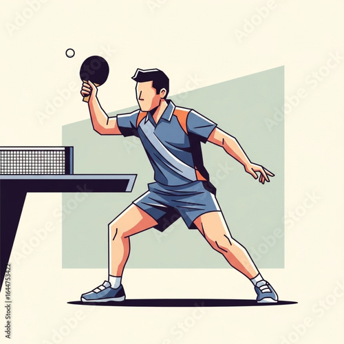 Table Tennis Vector Illustration – Ping Pong Paddle and Ball Icon Design
