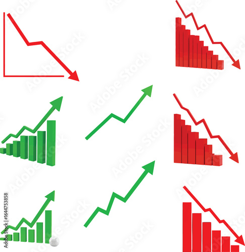 Animated 3D Chart Graphics showcasing Economic Trends and Business Cycle