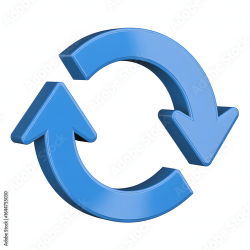3d blue circle refreshing arrow isolated