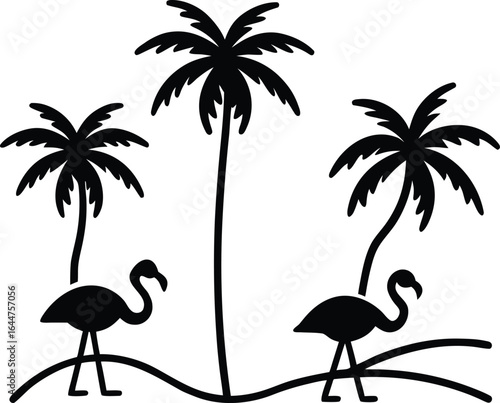set of vector palms