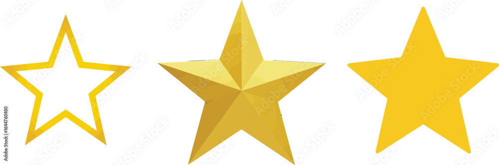 Obraz premium A trio of golden star icons offer versatile design elements for creatives