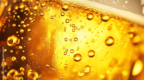 Wallpaper Mural Close-up shot of carbonation bubbles rising in a glass of homemade beer, showcasing a golden hue and photo-realistic detail. Torontodigital.ca