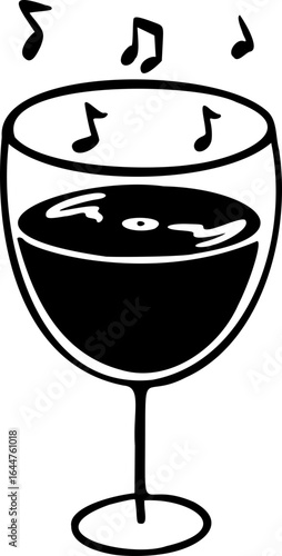 Handdrawn Glass with Note Music Vector Illustration