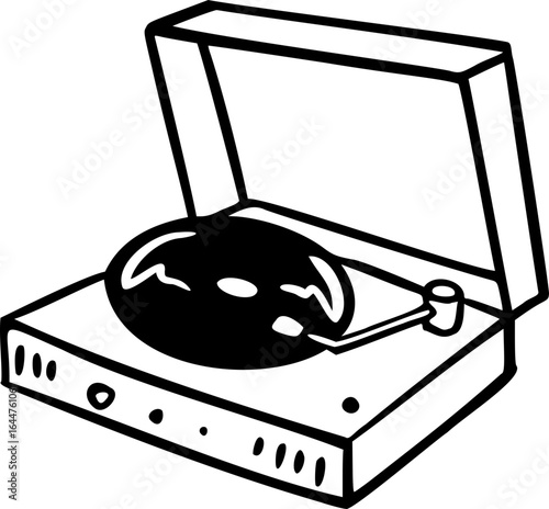 Handdrawn Record Player Vector Illustration