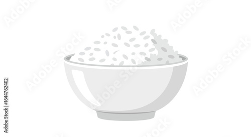 Steaming Bowl of Fresh White Rice A Simple and Nutritious Staple Food, Perfect for Mealtime