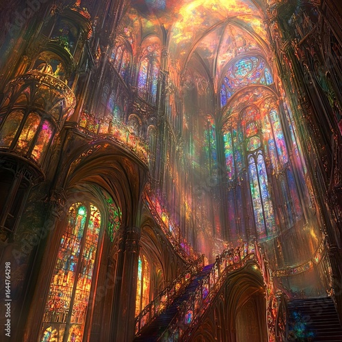 Dreamscape Cathedral A fantastical cathedral with soaring spires and stained glass that glows with inner light aweinspiring and surreal