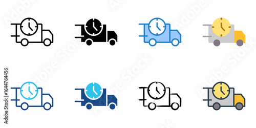 estimated delivery time icon set multiple style collection 
