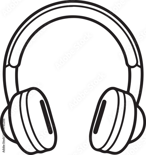 headphones line art, coloring book page line art drawing, vector and illustration