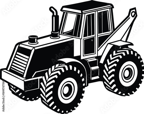 simple large construction vehicle silhouette simplified side view vector set on transparent background
