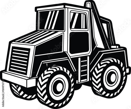simple large construction vehicle silhouette simplified side view vector set on transparent background
