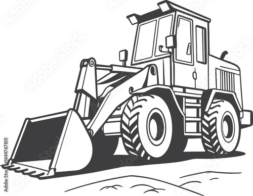 simple large construction vehicle silhouette simplified side view vector set on transparent background
