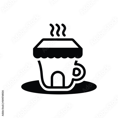 Black solid icon for tea shop