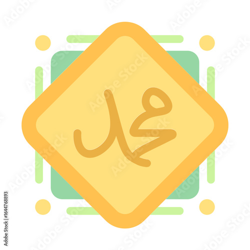 prophet Muhammad SAW icon with flat style