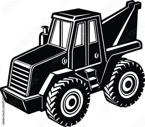 simple large construction vehicle silhouette simplified side view vector set on transparent background
