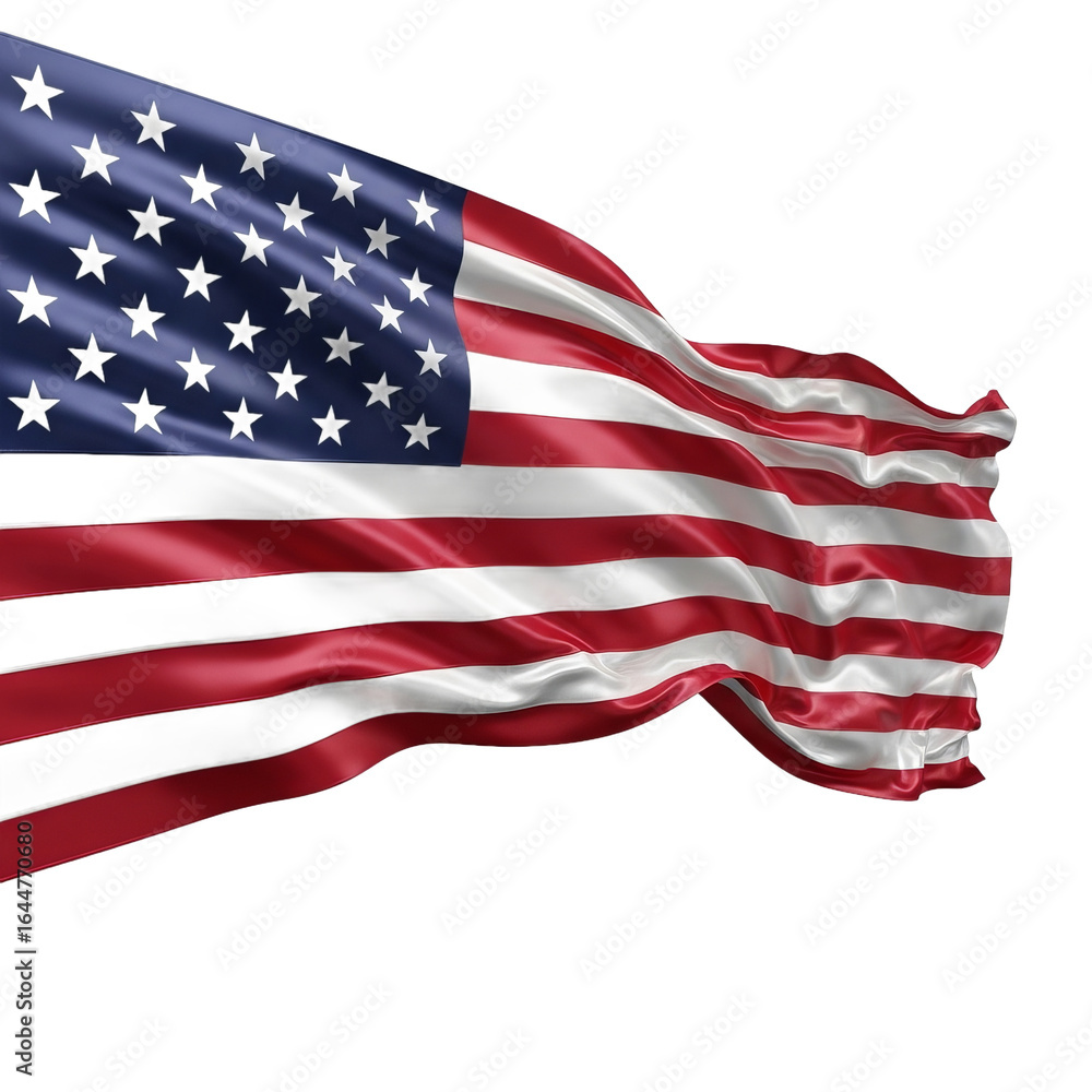 Obraz premium Waving American Flag in Vibrant Colors on a Transparent Background