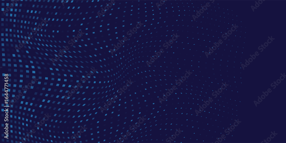 Fototapeta premium Vector rectangle blue wavy halftone background. Dot pop art sport style simple abstract design