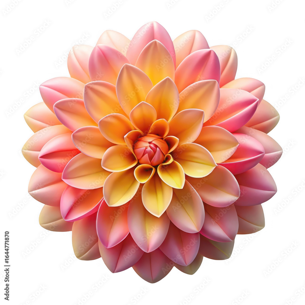 Fototapeta premium 3d vibrant dahlia flower isolated on transparent background