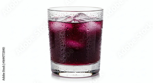 Wallpaper Mural A glass filled with a dark purple liquid and ice cubes sits on a white surface with condensation drops Torontodigital.ca